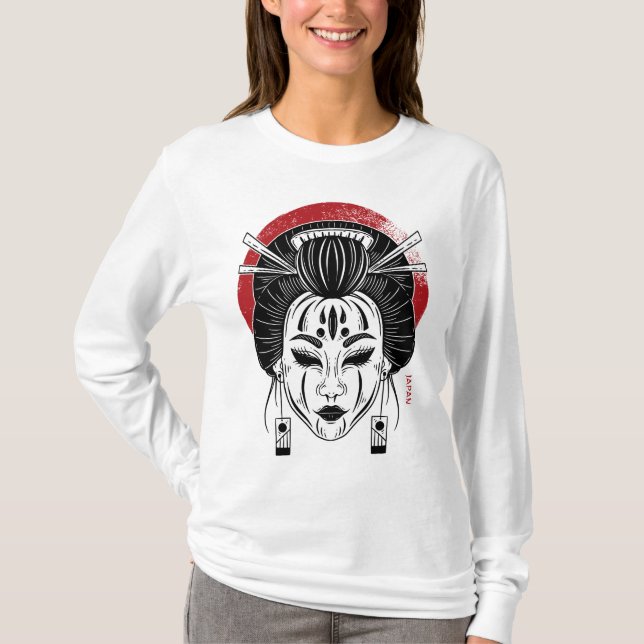 Camiseta manga longa a gueixa / japão (Frente)