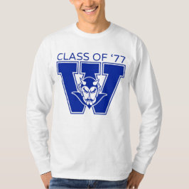 Camiseta Manga Longa Branca da Turma de 1977 da Wa