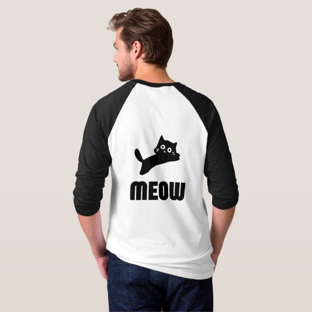 Camiseta manga longa branca e preta com desenho de (Parte Traseira Completa)