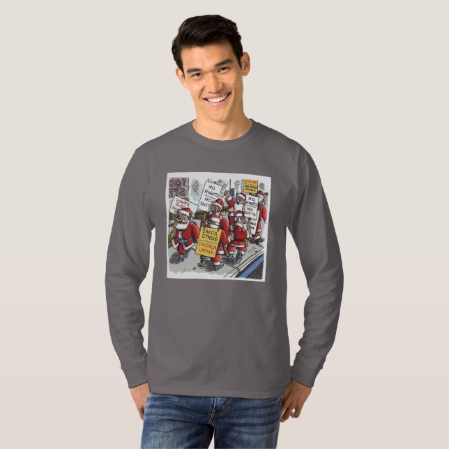 Camiseta manga longa cinza fumaça do Santa Strike  (Frente Completa)