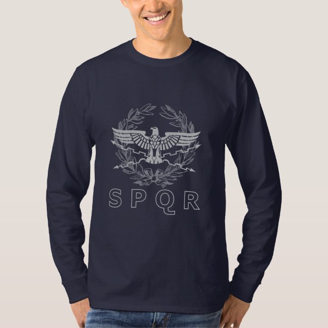 Camiseta Manga Longa Emblema do Império Romano SPQ (Frente)