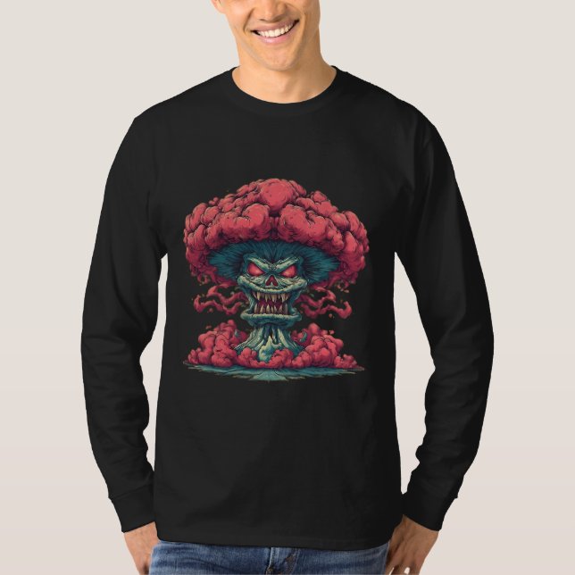 Camiseta Manga Longa Explosão de Monstro Sinistro (Frente)