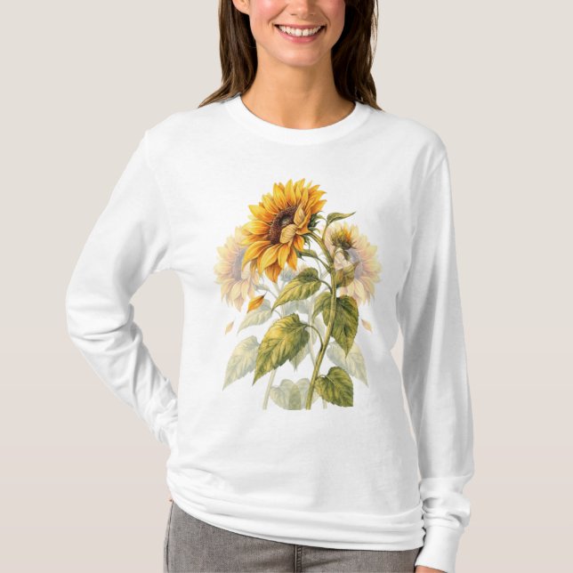 Camiseta Manga Longa Flor de Girassol (Frente)
