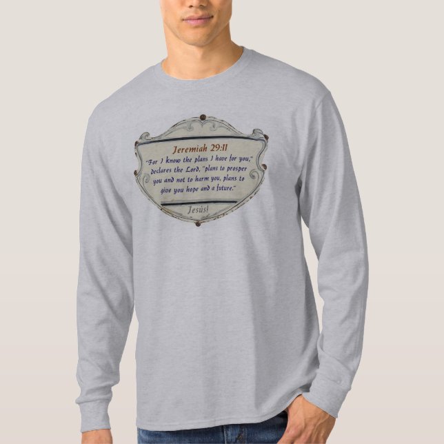 Camiseta Manga Longa Masculina Cristã Jeremias 29: (Frente)
