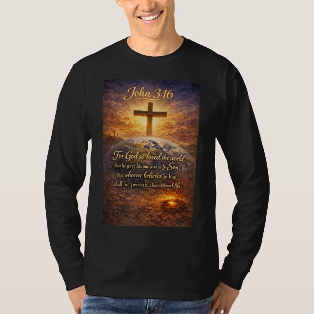Camiseta Manga Longa Masculina Versículo Bíblico J (Frente)