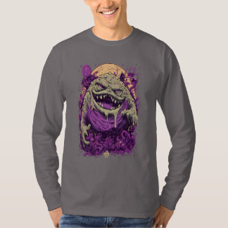 Camiseta Manga Longa Monstro Roxo Quadrinho Sombri