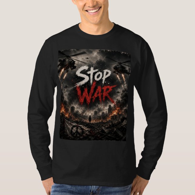 camiseta manga longa pare design de guerra (Frente)