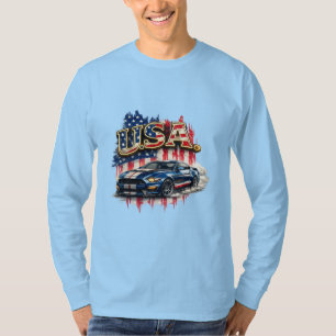 Camiseta Manga Longa Retro USA Muscle Car   Vintag
