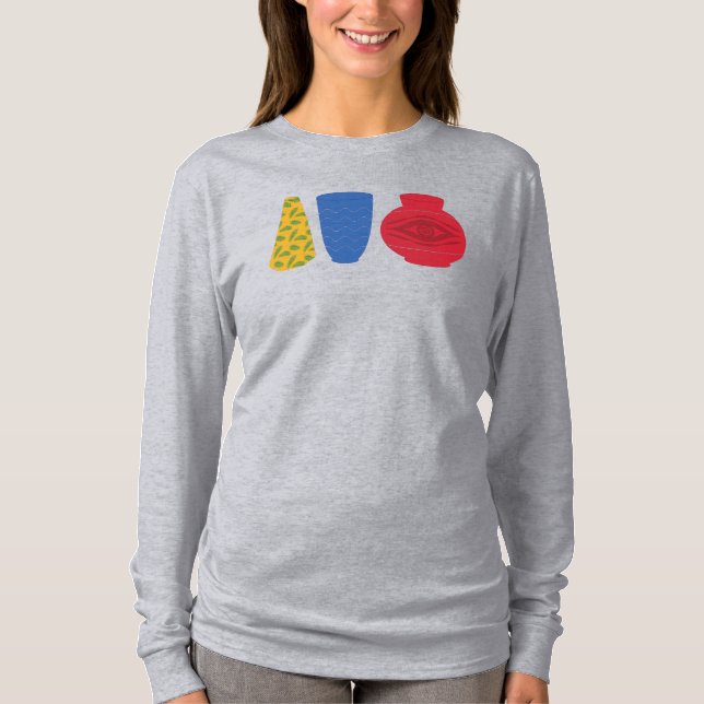 Camiseta Manga Longa Vasos Egípcios Modernos (Frente)
