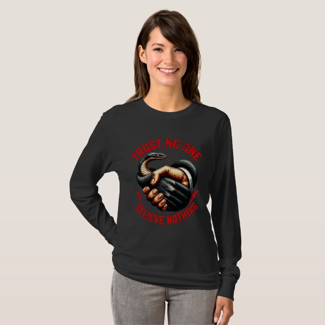 Camiseta Manga Longa Women's Trust No One - Believ (Frente Completa)