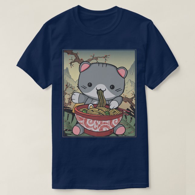 Camiseta Manga Neko Ramen Cat 860 (Frente do Design)
