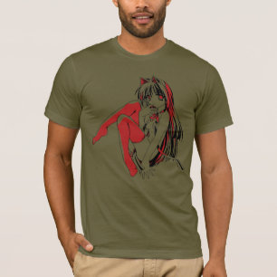 Camiseta Mangá R & B, Anime Lolita Gatinha Furry Garota Gat