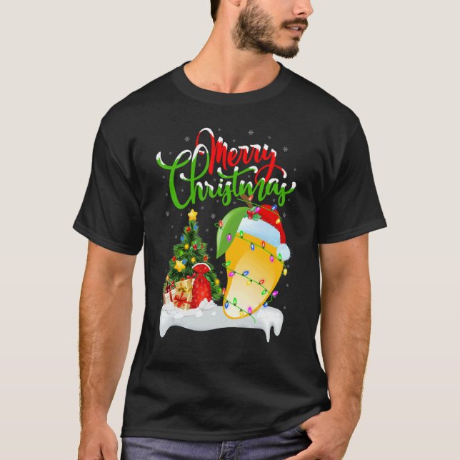 Camiseta Mango Fruit   Xmas Decorations Santa Mango Christm (Frente)