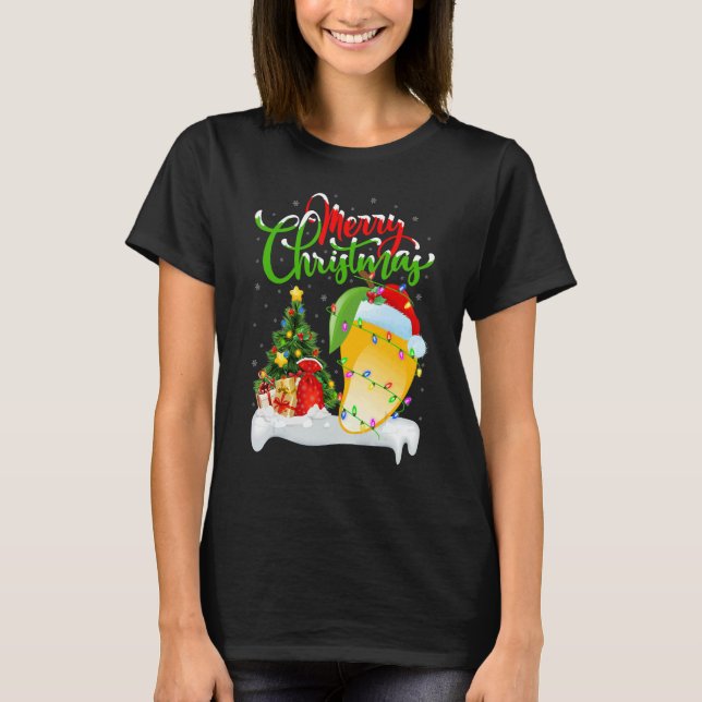 Camiseta Mango Fruit   Xmas Decorations Santa Mango Christm (Frente)