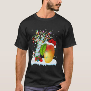 Camiseta Mango Fruta Xmas Lighting Tree Santa Hat Mango Chr