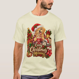 Camiseta Manhã de Natal Aconchegante – Adorável Retriever D