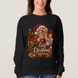 Camiseta Manhã de Natal Aconchegante  Cachorro e Gato de In