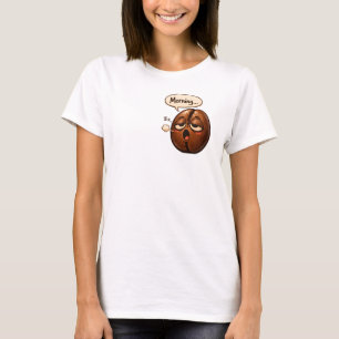 Camiseta Manhã, feijão de café sonolento engraçado mulheres