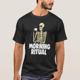 Camiseta Manhã Ritual Cafeína Mulheres Café Skeleton 1