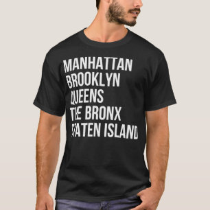 Camiseta Manhattan, Brooklyn, Nova Iorque Cinco Boroughs N