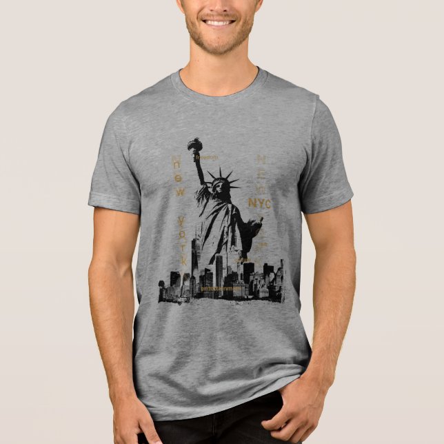 Camiseta Manhattan Nyc Liberty Statu Mens Short Sleeve (Frente)
