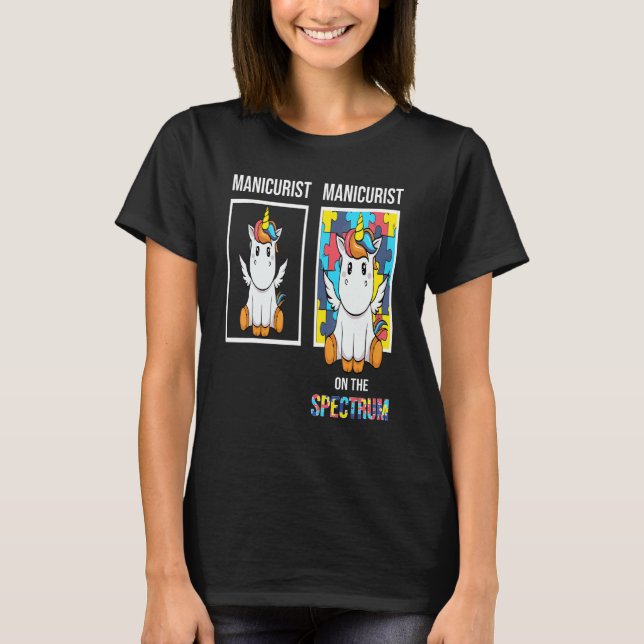 Camiseta Manicure Pessoas Com Autismo Quebra-Cabeça Unicórn (Frente)