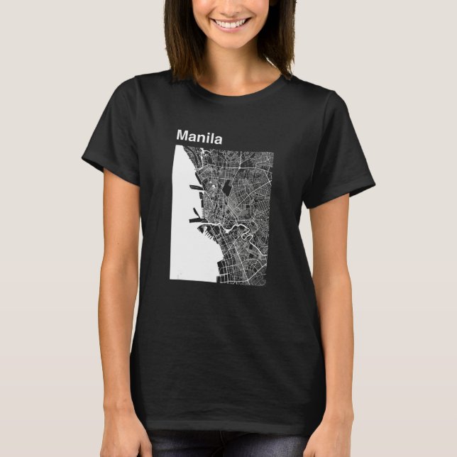 Camiseta Manila Filipinas - Clássico Mapa Gráfico (Frente)