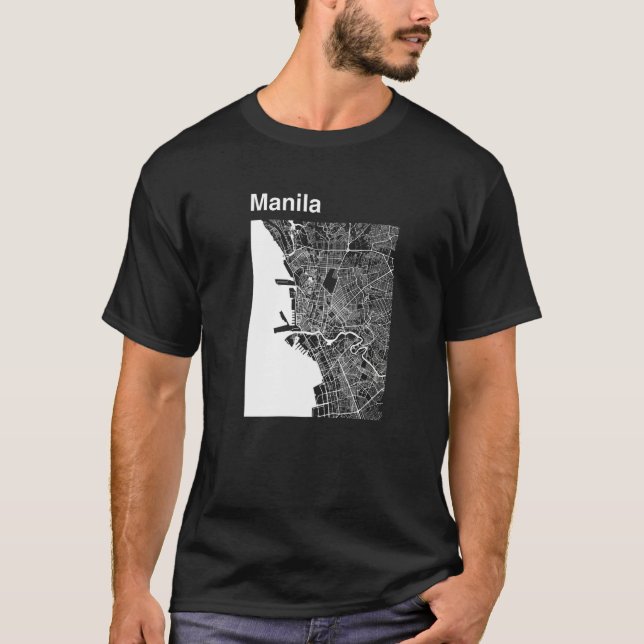 Camiseta Manila Filipinas - Clássico Mapa Gráfico (Frente)