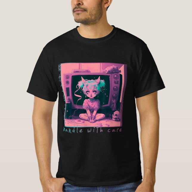 Camiseta Manipular com o Gótico Kawaii Anime Menhera do Pas (Frente)