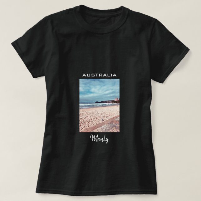 Camiseta Manly Beach retro Austrália viagem (Frente do Design)