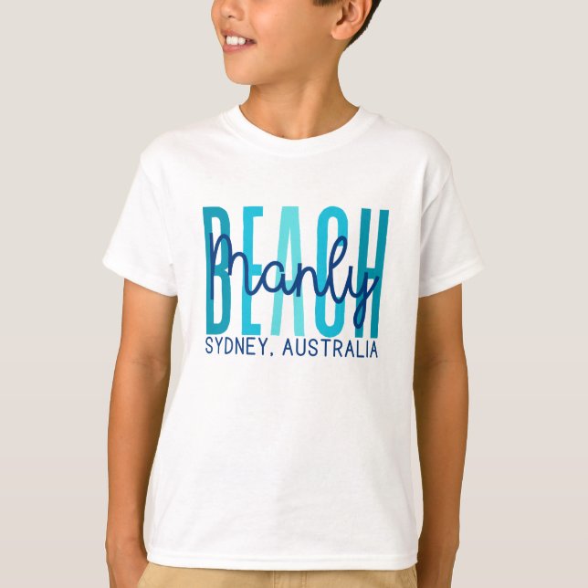 Camiseta Manly Beach Sydney, Austrália (Oceano) (Frente)