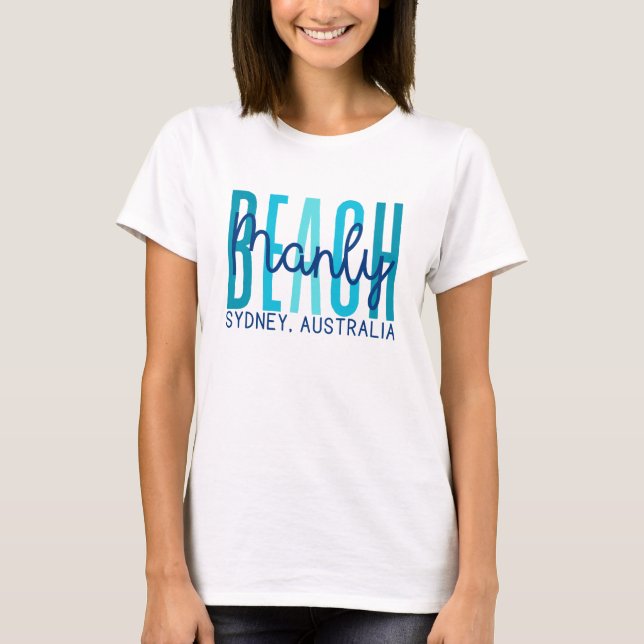 Camiseta Manly Beach Sydney, Austrália (Oceano) (Frente)