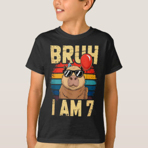Camiseta Mano Eu Tenho 7 Capivara Crianças Aniversário de 7