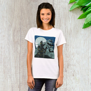 Camiseta Mansão Assombrada e Morcegos Lua Cheia Assustadora