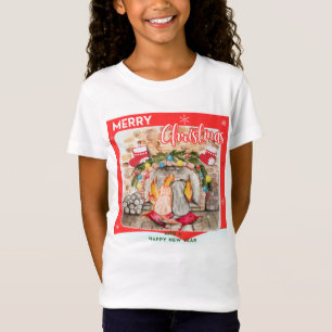 Camiseta Manta de Natal com cão e gato