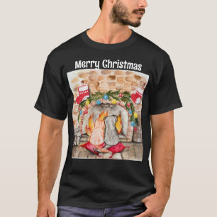 Camiseta Manta de Natal com cão e gato