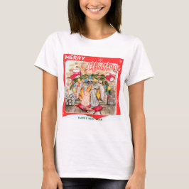 Camiseta Manta de Natal com cão e gato