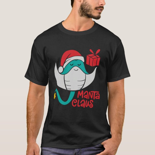 Camiseta Manta Ray Santa Christmas Beach   Manta Claus (Frente)