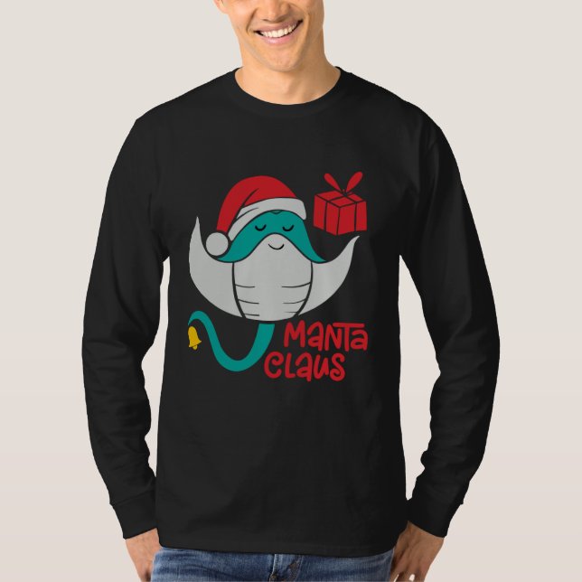 Camiseta Manta Ray Santa Christmas Beach   Manta Claus (Frente)