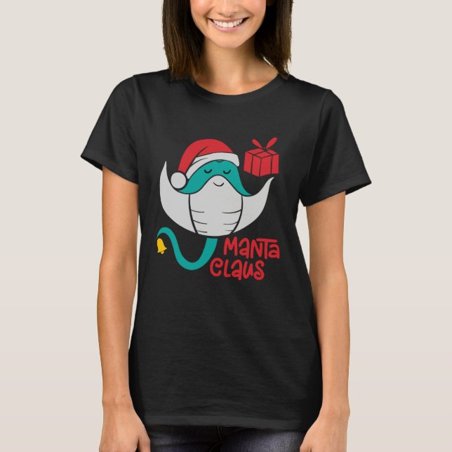 Camiseta Manta Ray Santa Christmas Beach   Manta Claus (Frente)