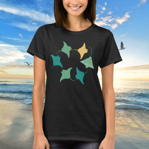 Camiseta Manta Ray Stingray Oceano Verde Minimalista