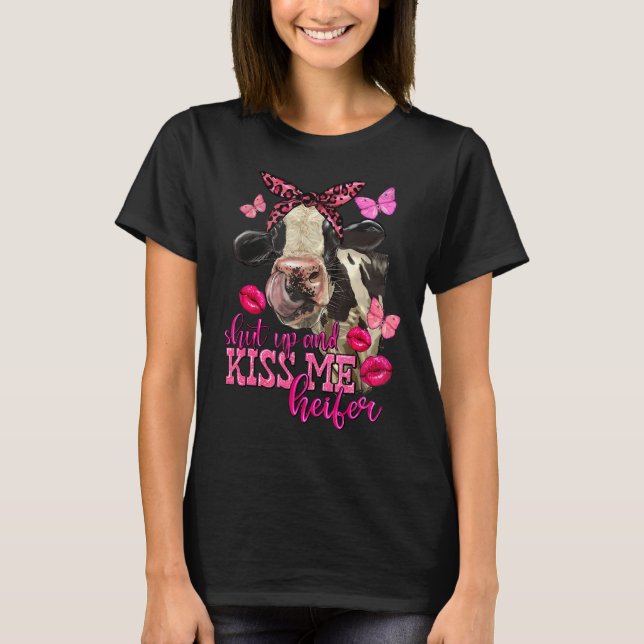 Camiseta Manteiga de Amor com Vaca Rosa-Rosa-Dia de os namo (Frente)