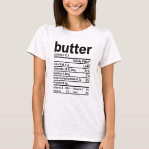 Camiseta Manteiga Nutrição Fatos 2020 Engraçado Ação d