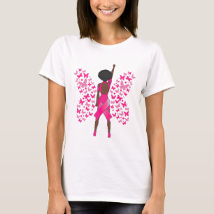 Camiseta Manteiga rosa consciência Cancer borboletas africa