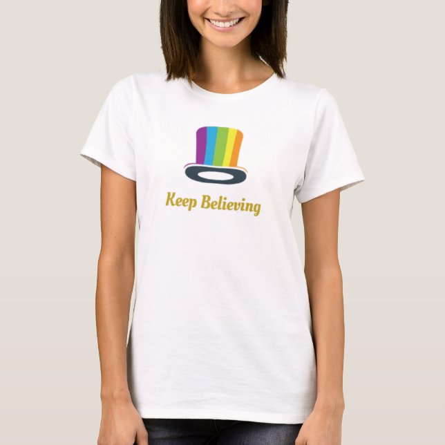 Camiseta Mantém o Chapéu de Cima Listrado de Arco-íris Cren (Frente)