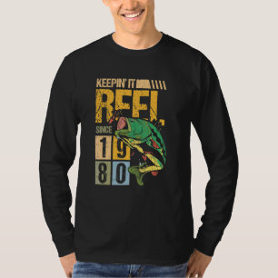 Camiseta Mantendo o Reel Desde 1980 Vintage Pescaria Peixe