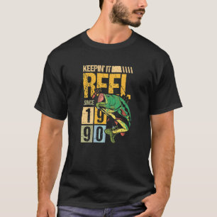 Camiseta Mantendo o Reel Desde 1990 Vintage Pescaria Peixe