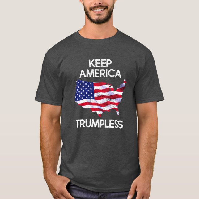 Camiseta Mantenha a América Trumpless Anti-Trump (Frente)