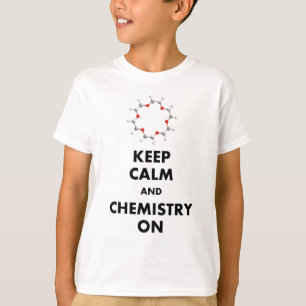 Camiseta Mantenha a calma e a química sobre
