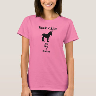 Camiseta Mantenha a calma e abraça um burro